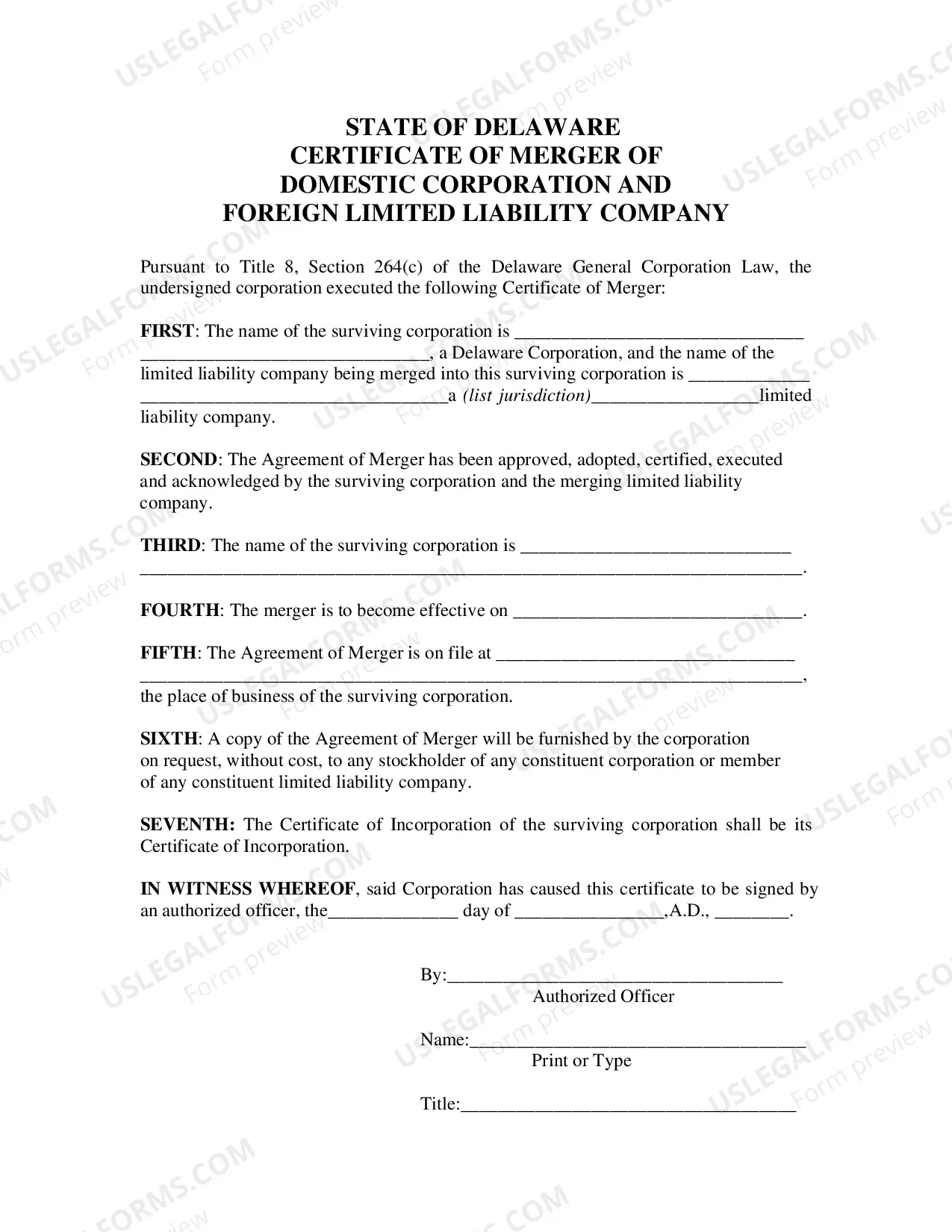 Preview Foreign LLC into DE Corp