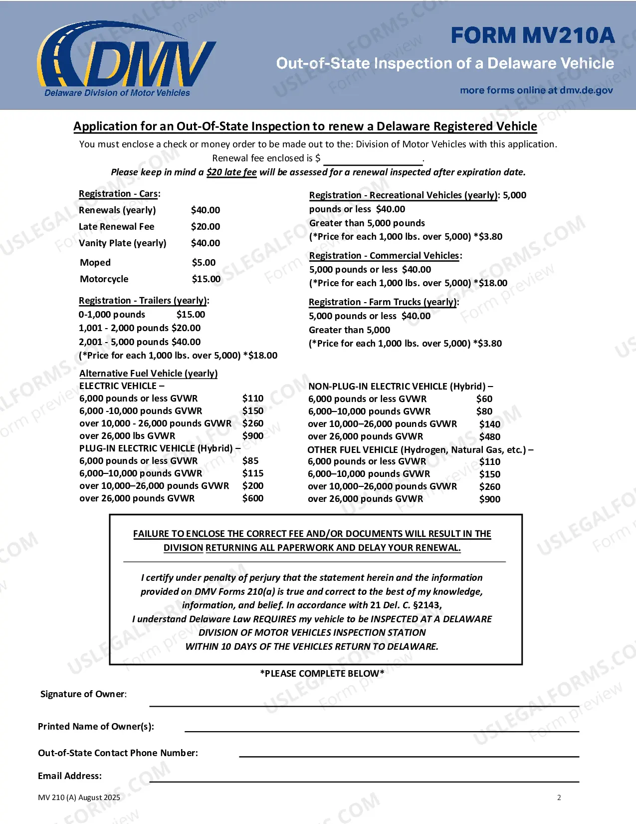 Preview Out of State Vehicle Inspection Report Form