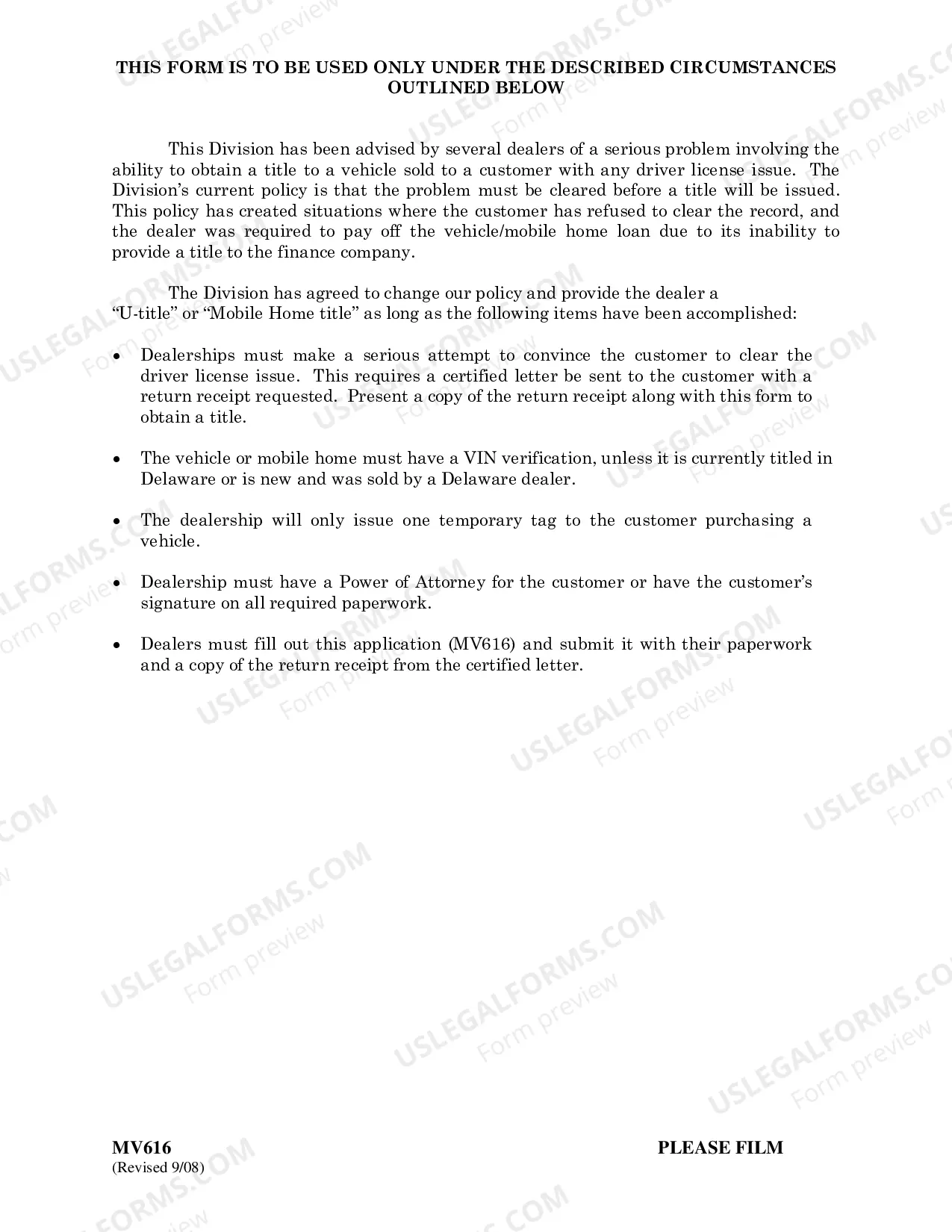 Preview U-Title or Mobile Home Title Request