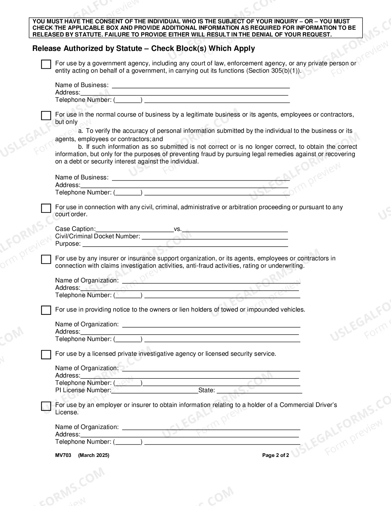 Preview Personal Information Release Form