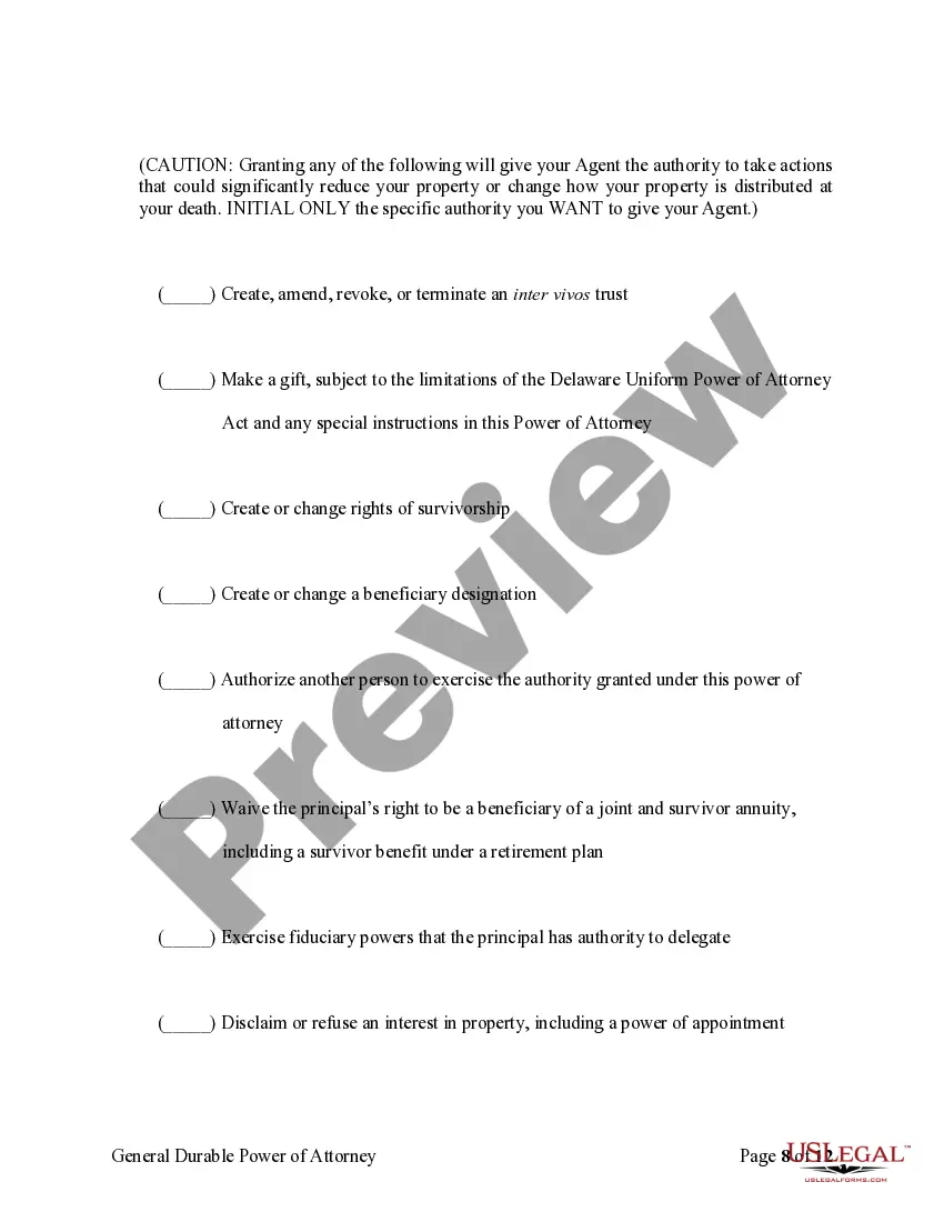 Preview General Durable Power of Attorney for Property and Finances or Financial Effective upon Disability