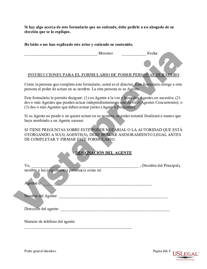 Preview Poder General Duradero para Bienes y Finanzas o Financiero Efectivo Inmediatamente