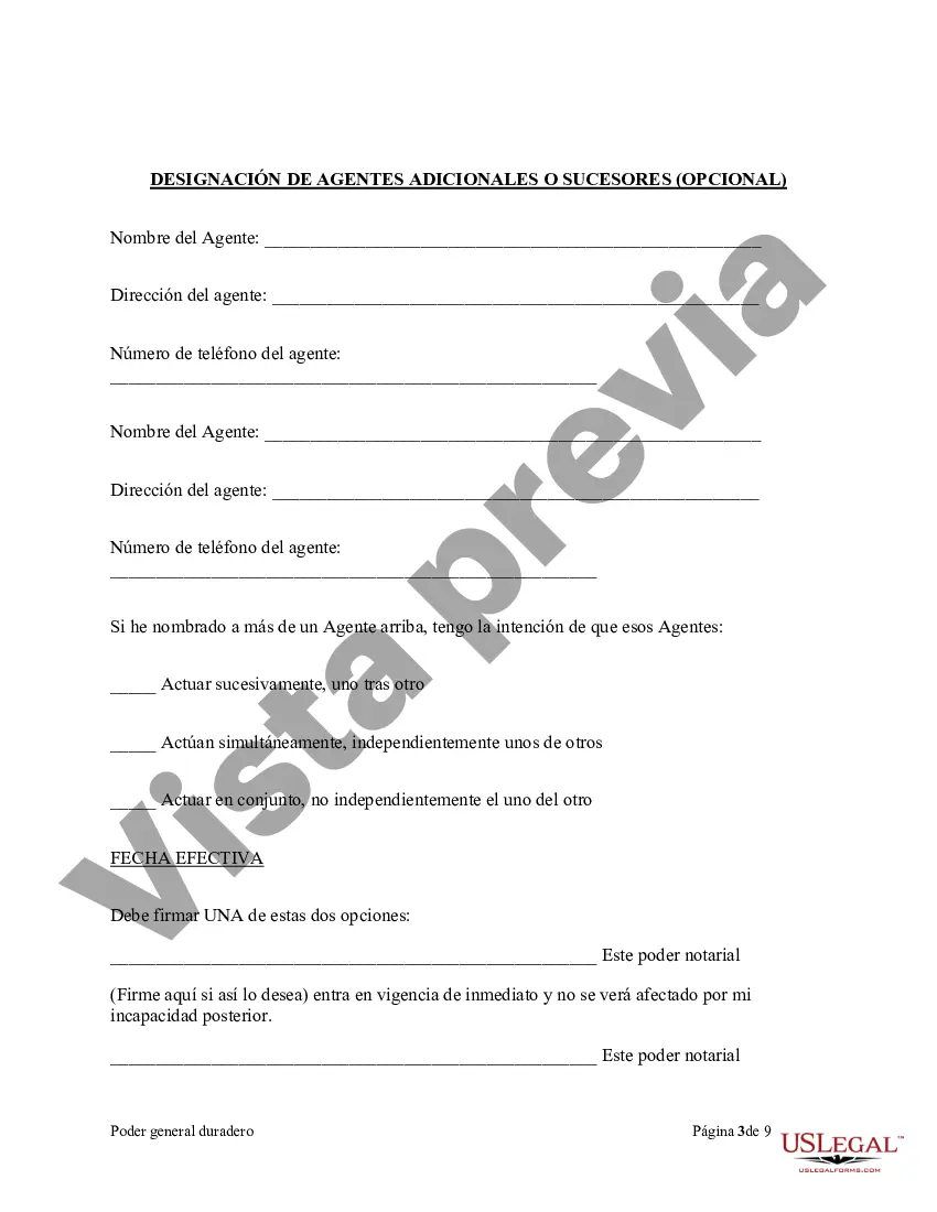 Preview Poder General Duradero para Bienes y Finanzas o Financiero Efectivo Inmediatamente