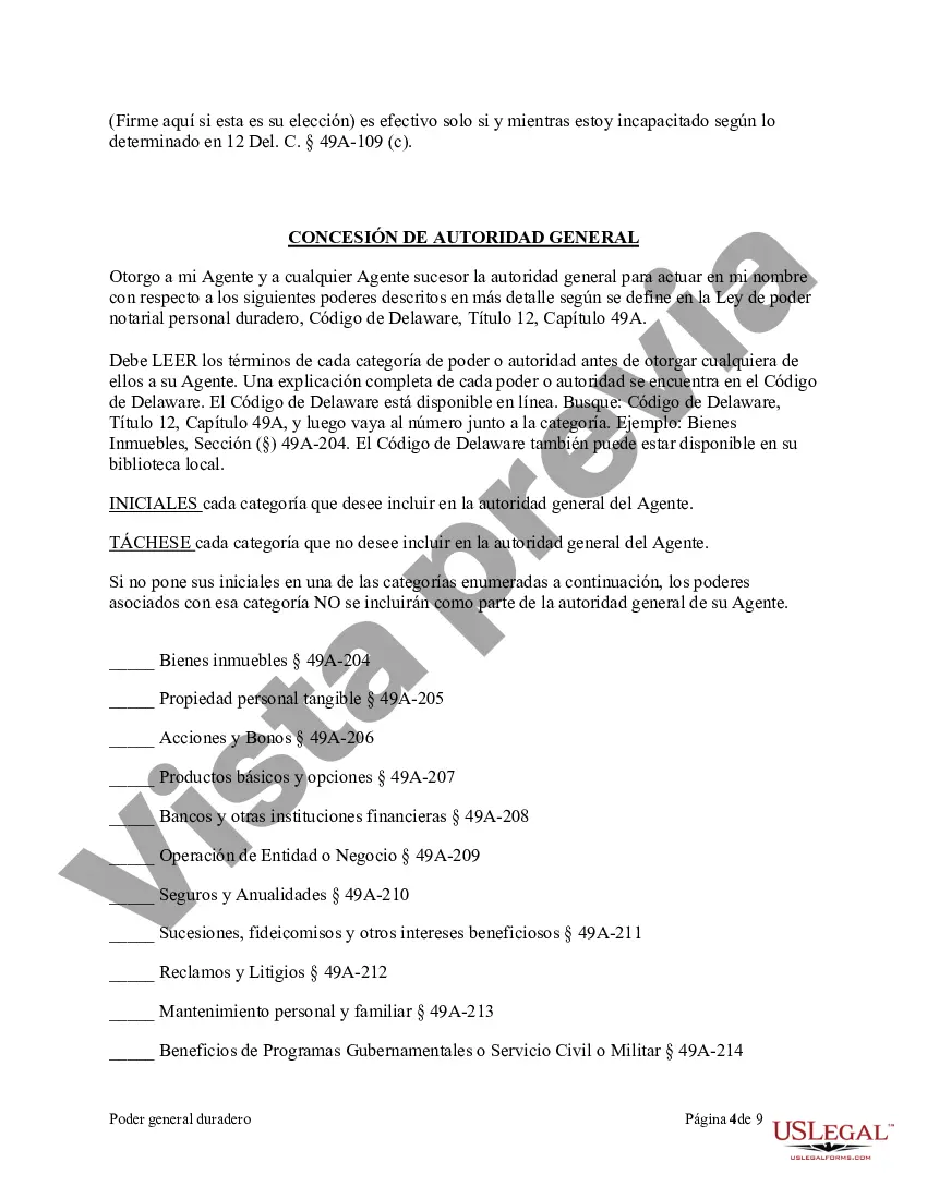 Preview Poder General Duradero para Bienes y Finanzas o Financiero Efectivo Inmediatamente