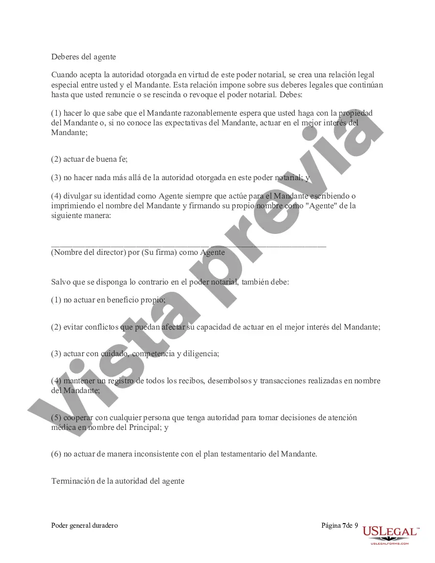 Preview Poder General Duradero para Bienes y Finanzas o Financiero Efectivo Inmediatamente