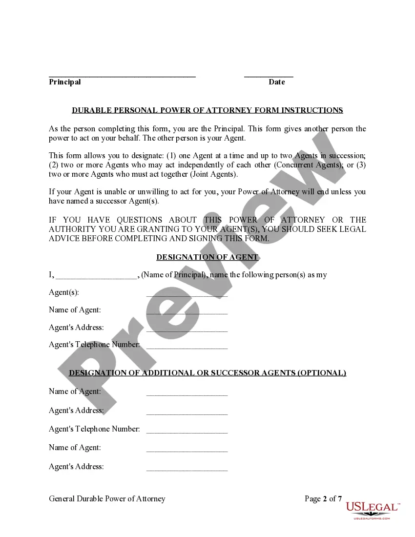 Preview General Durable Power of Attorney for Property and Finances or Financial Effective Immediately