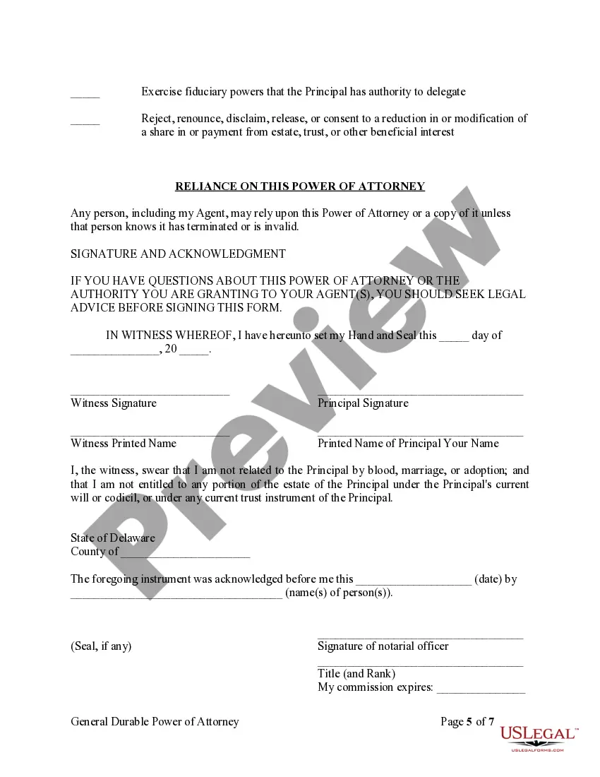 Preview General Durable Power of Attorney for Property and Finances or Financial Effective Immediately