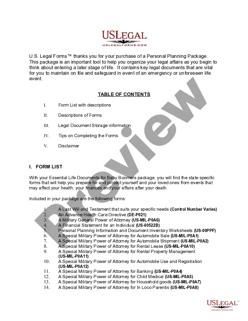 Preview Delaware Essential Legal Life Documents for Military Personnel