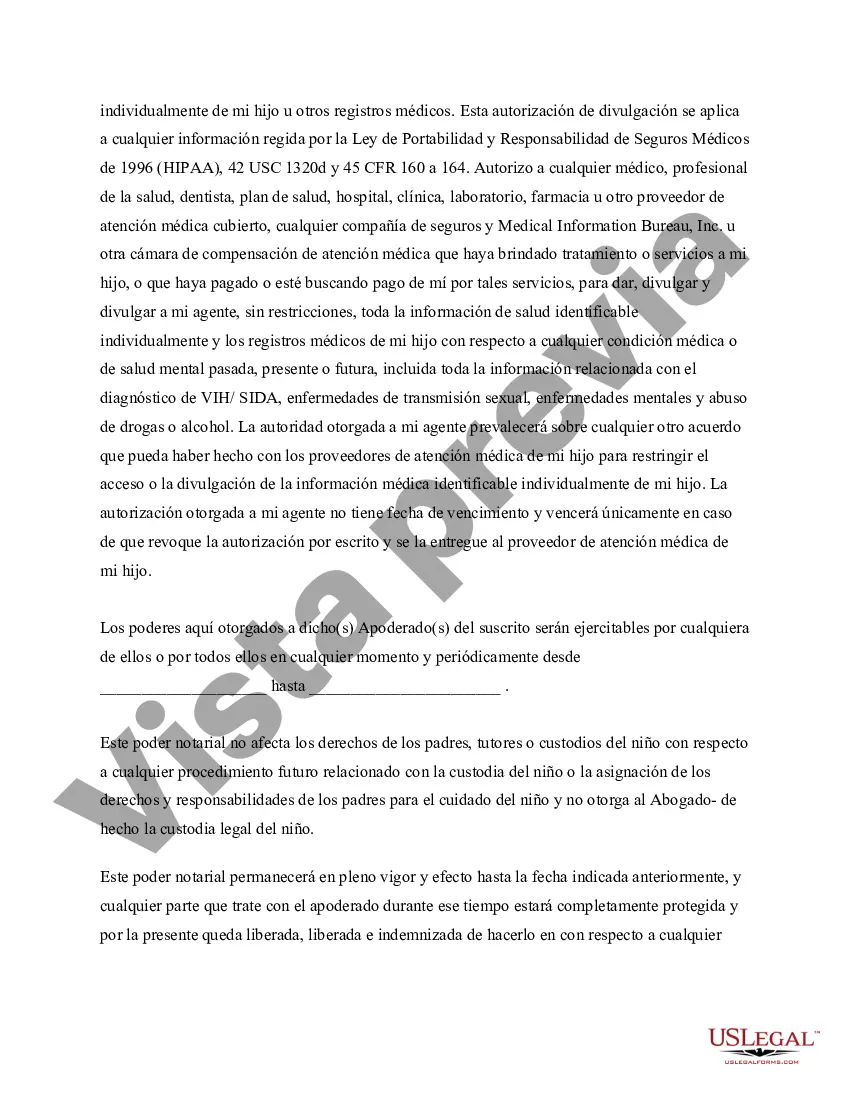 Preview Poder General para el Cuidado y Custodia del Hijo o Hijos