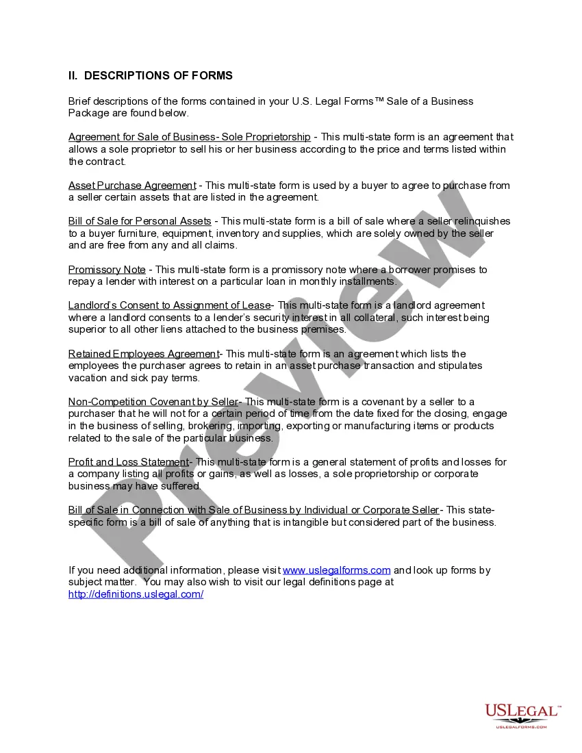 Preview Delaware Sale of a Business Package