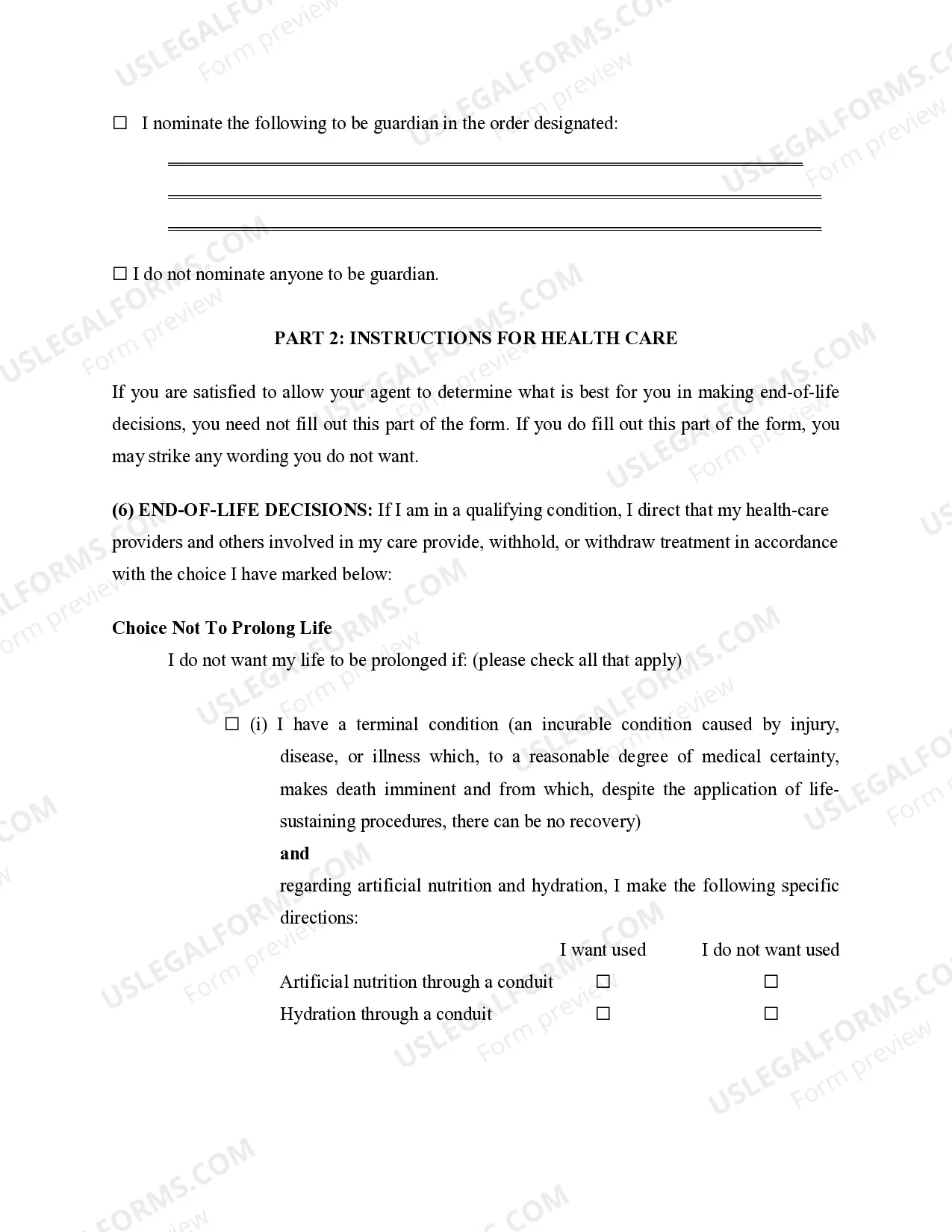 Preview Statutory Advance Health Care Directive - Health Care, Standby Guardian and Living Will Provisions