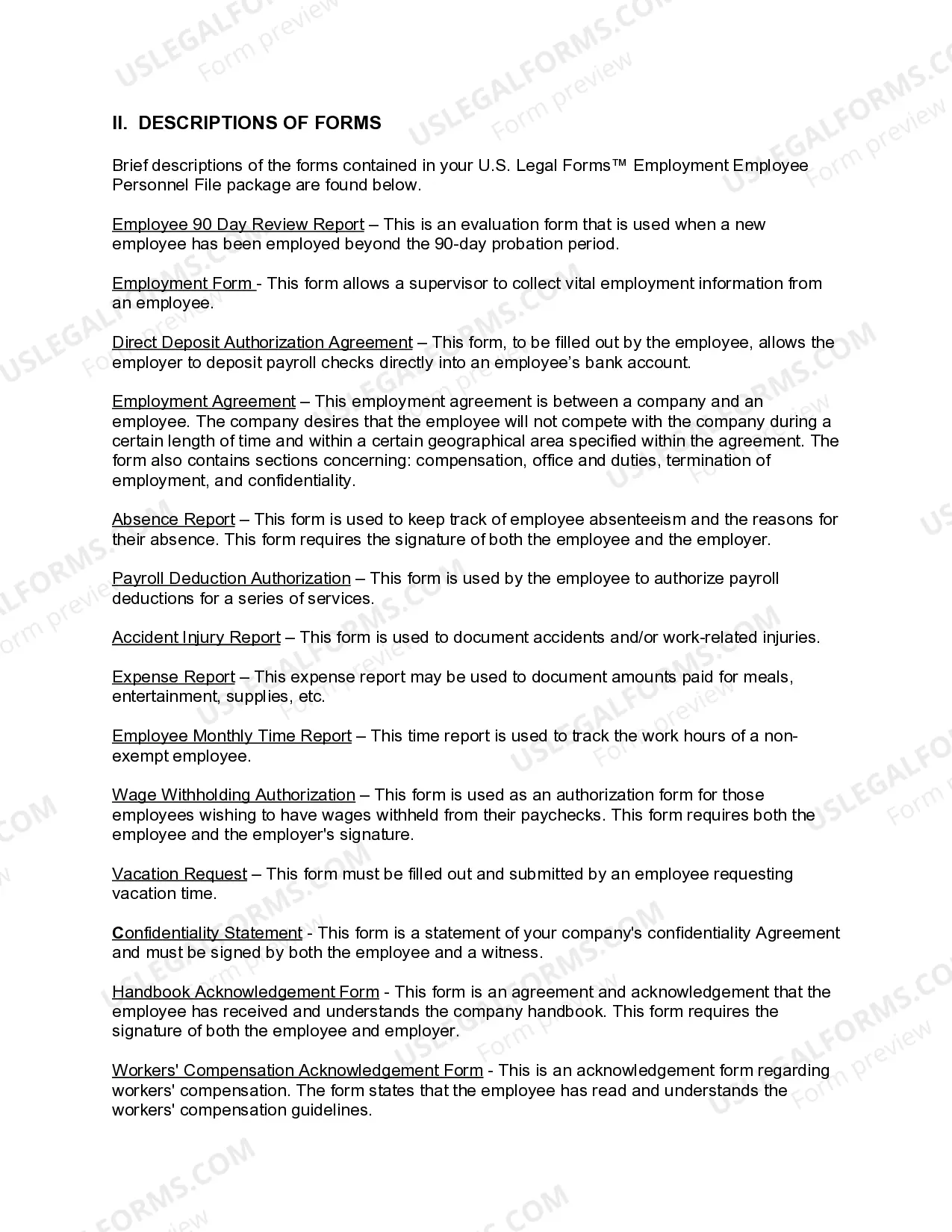 Preview Delaware Employment Employee Personnel File Package