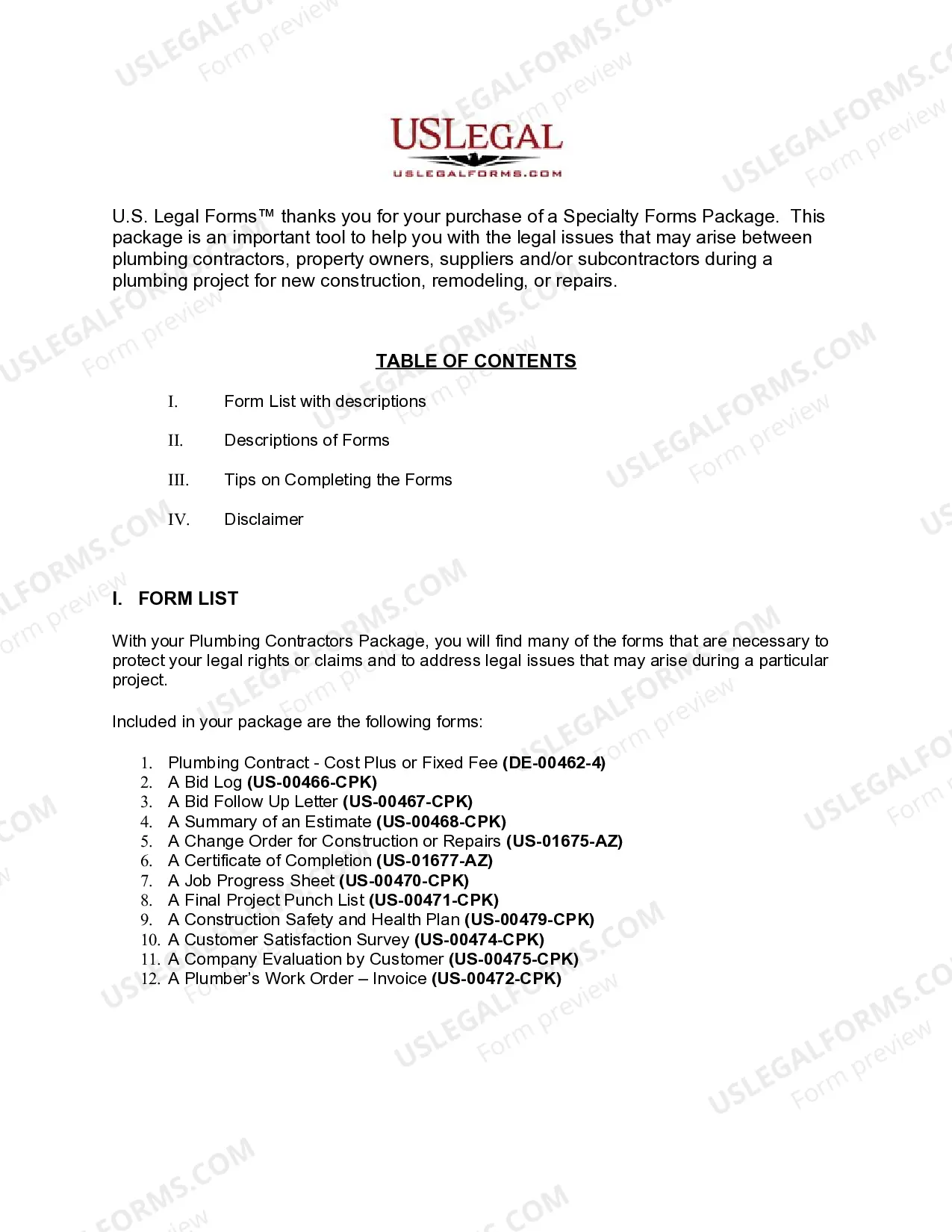 Preview Delaware Plumbing Contractor Package