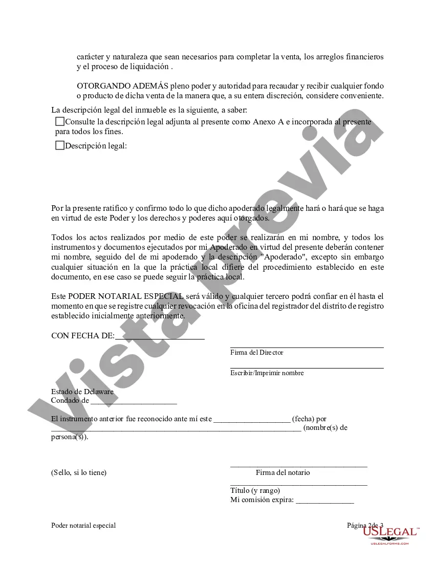 Preview Poder notarial especial o limitado para transacciones de compra de bienes raíces por parte del comprador
