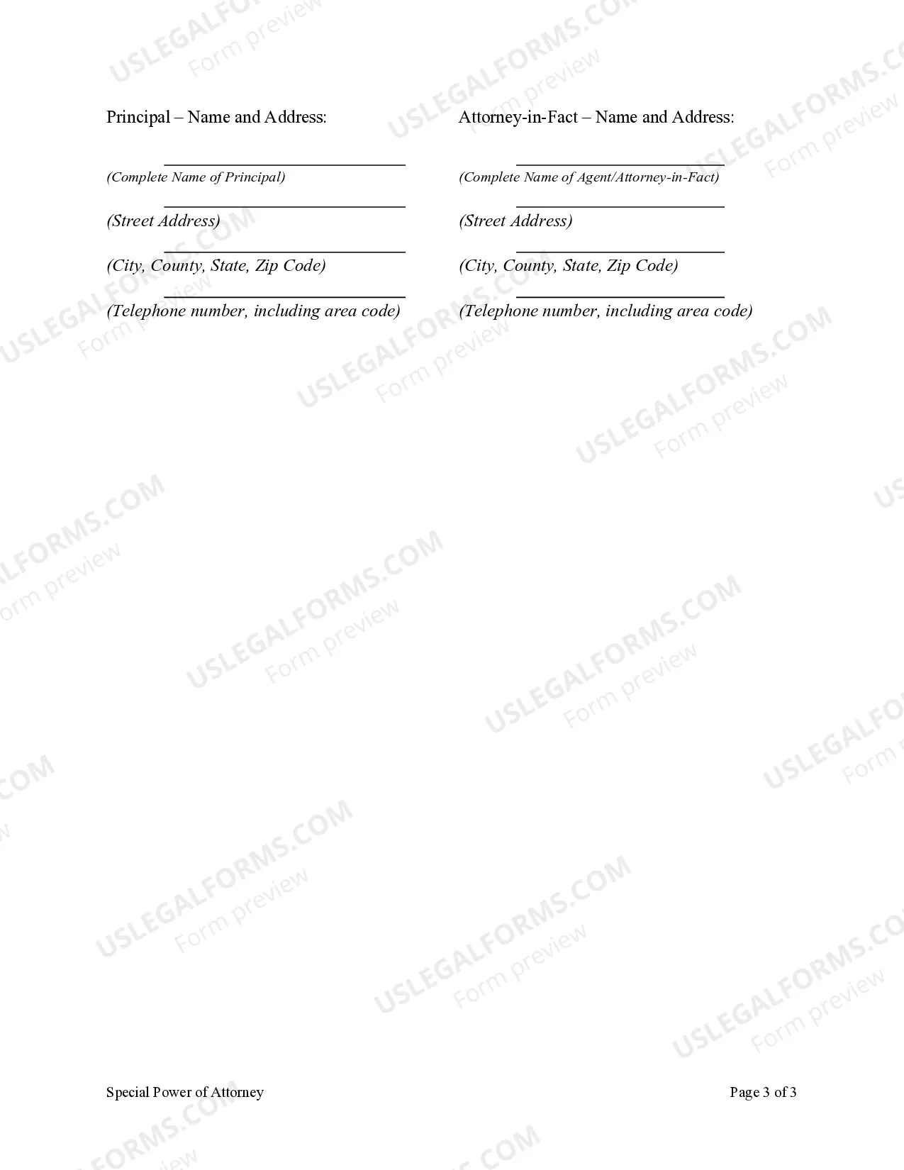 Preview Special or Limited Power of Attorney for Real Estate Purchase Transaction by Purchaser
