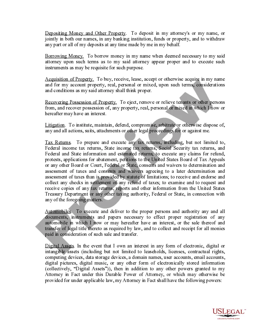 Preview Limited Power of Attorney where you Specify Powers with Sample Powers Included