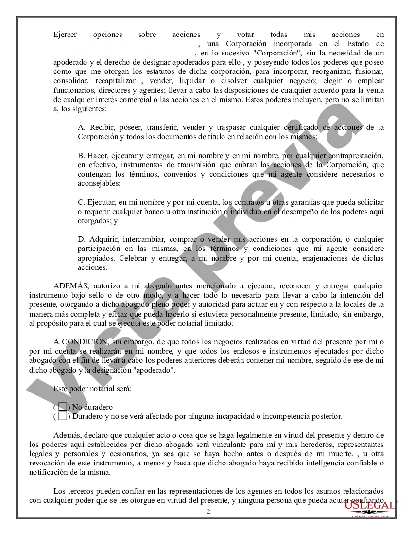 Preview Poder Notarial Limitado para Transacciones de Acciones y Poderes Corporativos