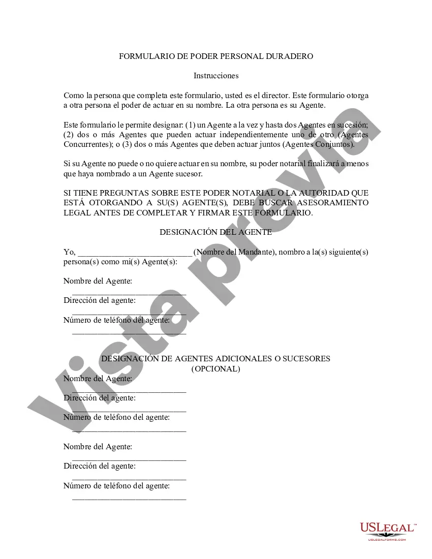 Preview Poder legal duradero personal de Delaware