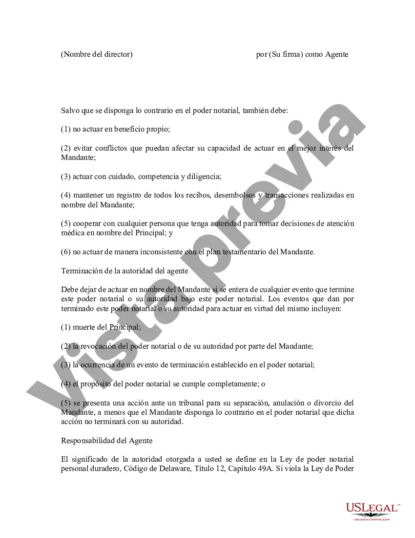 Preview Poder legal duradero personal de Delaware