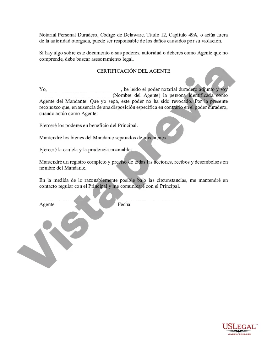 Preview Poder legal duradero personal de Delaware