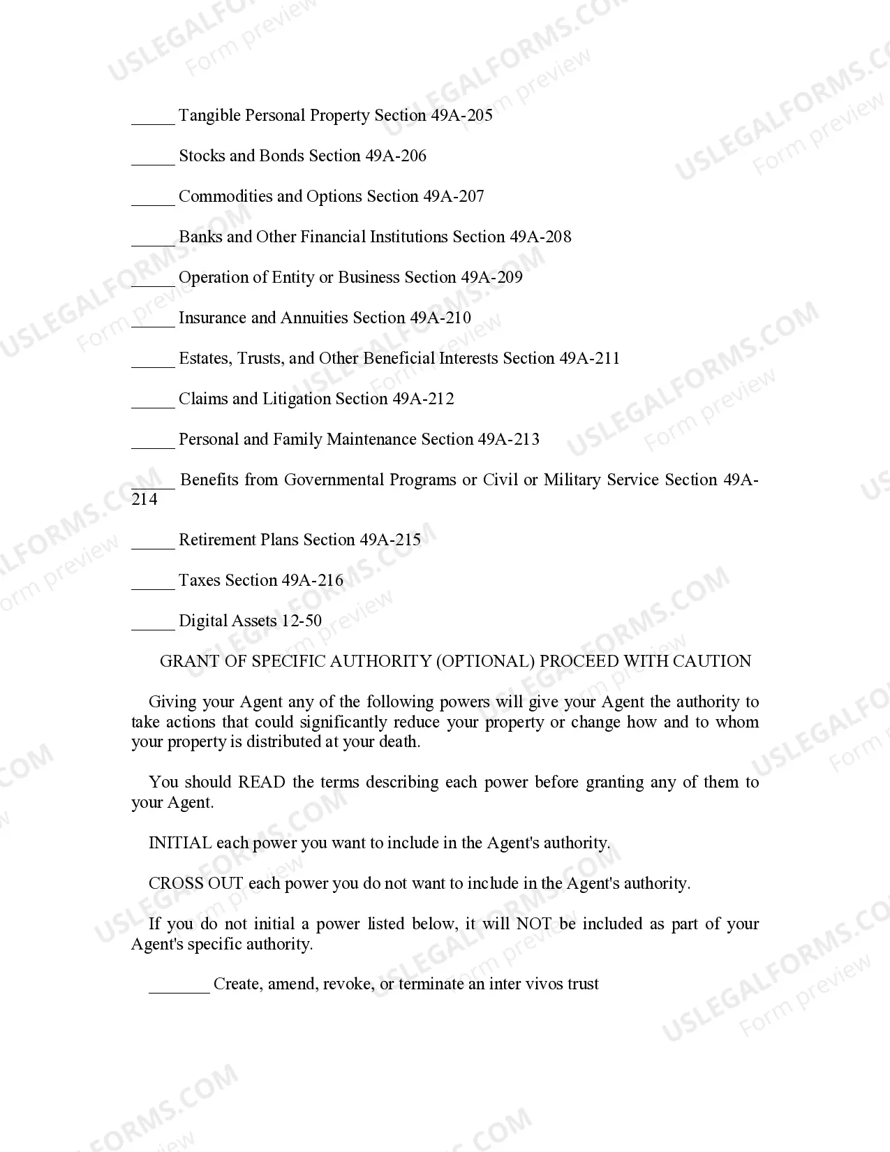 Preview Delaware Statutory Personal Durable Power of Attorney