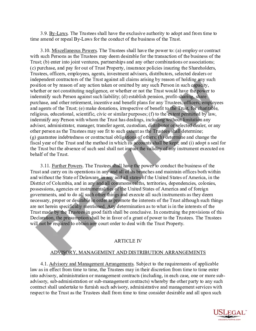 Preview Alternative Investment Partners Absolute Return Fund STS Agreement and Declaration of Trust