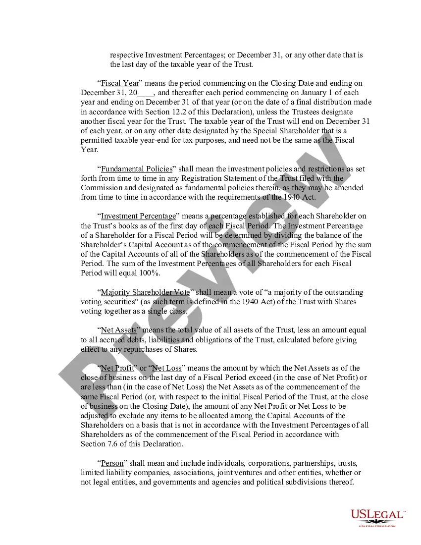 Preview Alternative Investment Partners Absolute Return Fund STS Agreement and Declaration of Trust