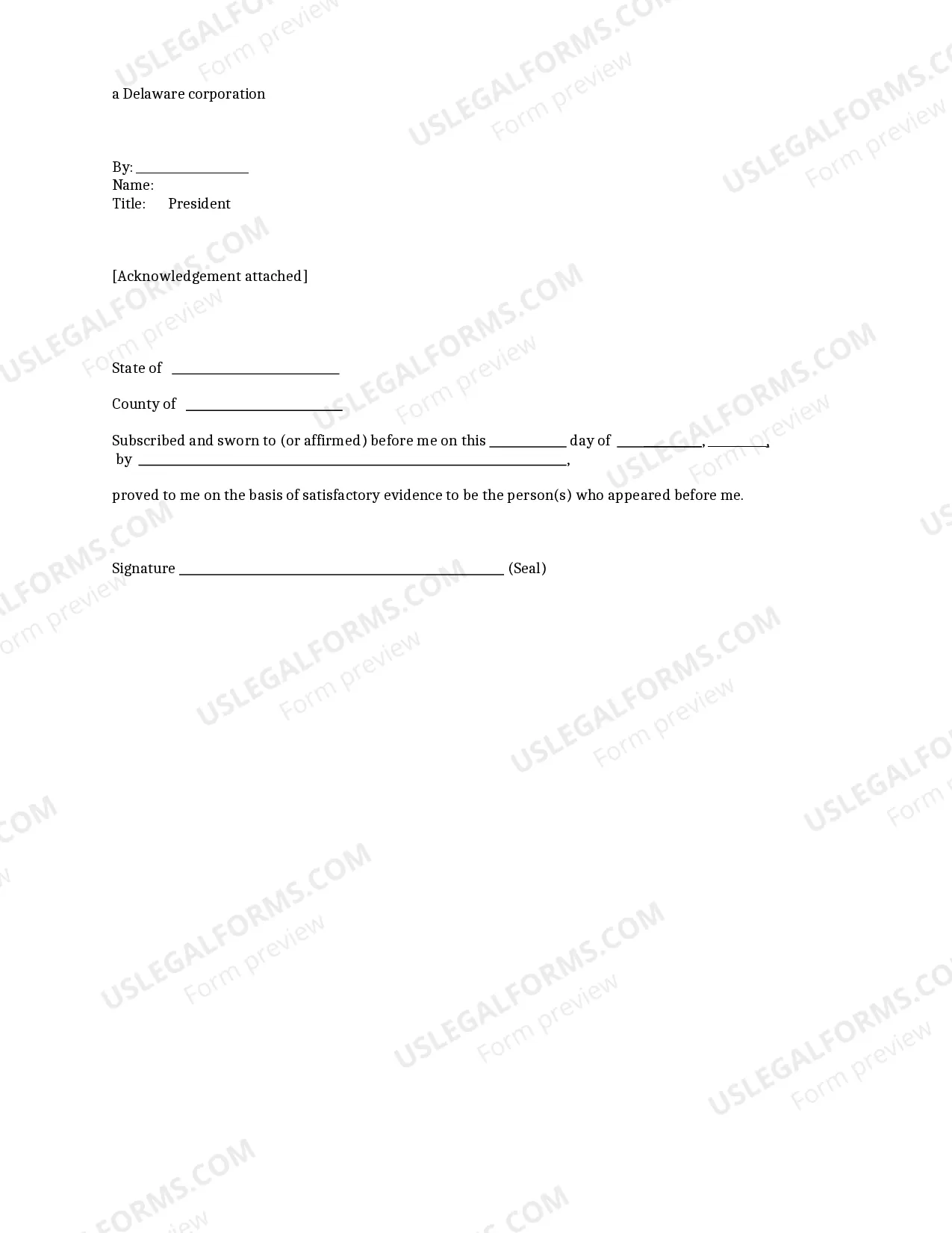 Preview Supplemental Owner's Affidavit and Indemnity