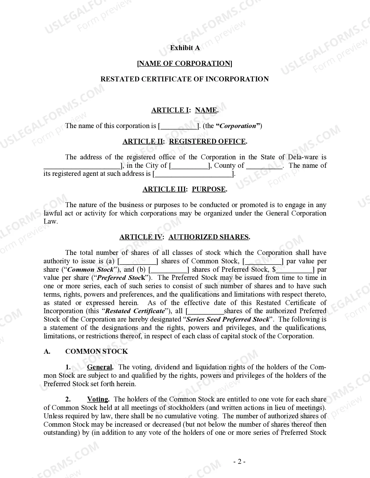 Preview Restated Certificate of Incorporation