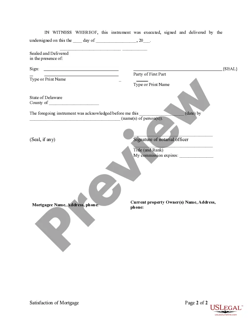 Preview Satisfaction, Release or Cancellation of Mortgage by Individual