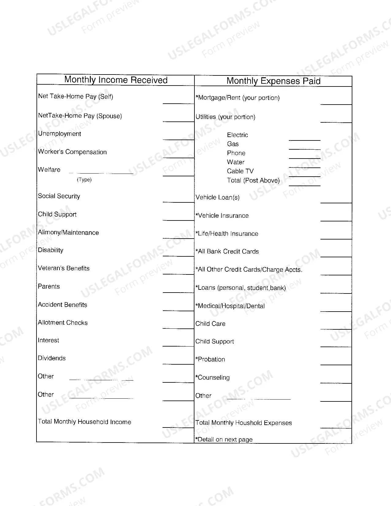 Preview Affidavit and Defendant's Financial Statement