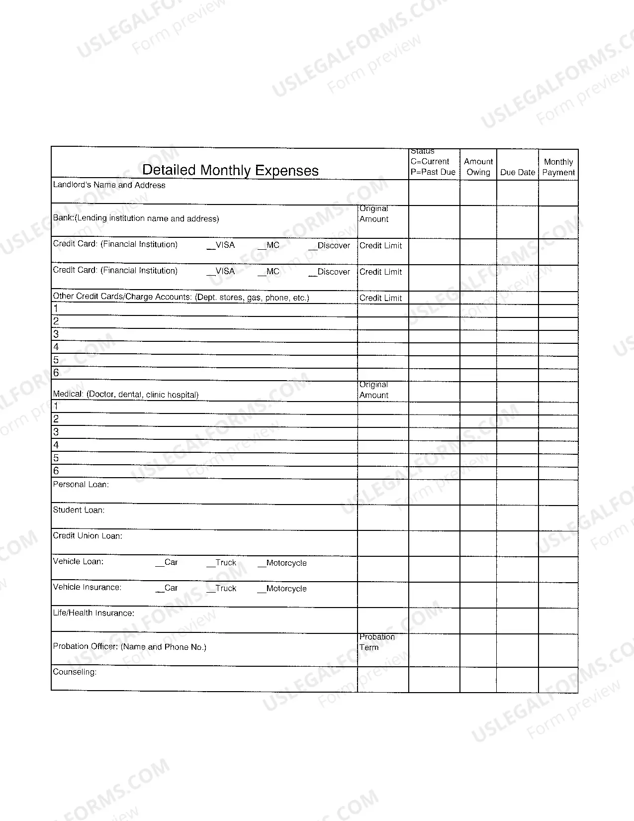 Preview Affidavit and Defendant's Financial Statement