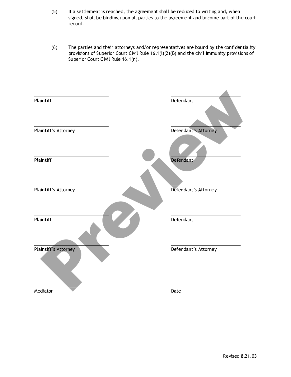 page 1 Agreement to Mediate preview