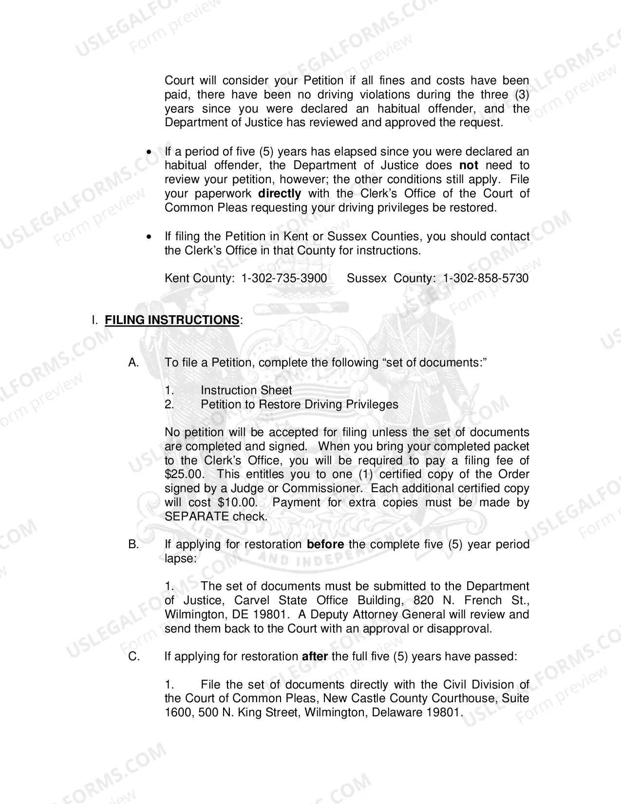 Preview Instructions And Petition For Restoration of Driving Priviledges