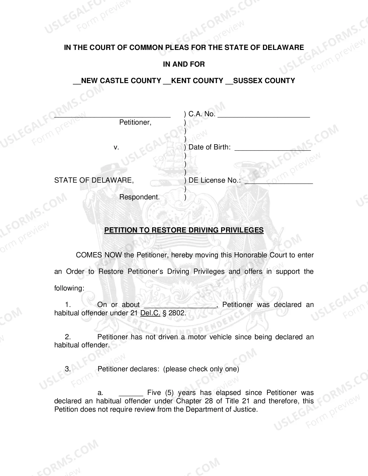Preview Instructions And Petition For Restoration of Driving Priviledges