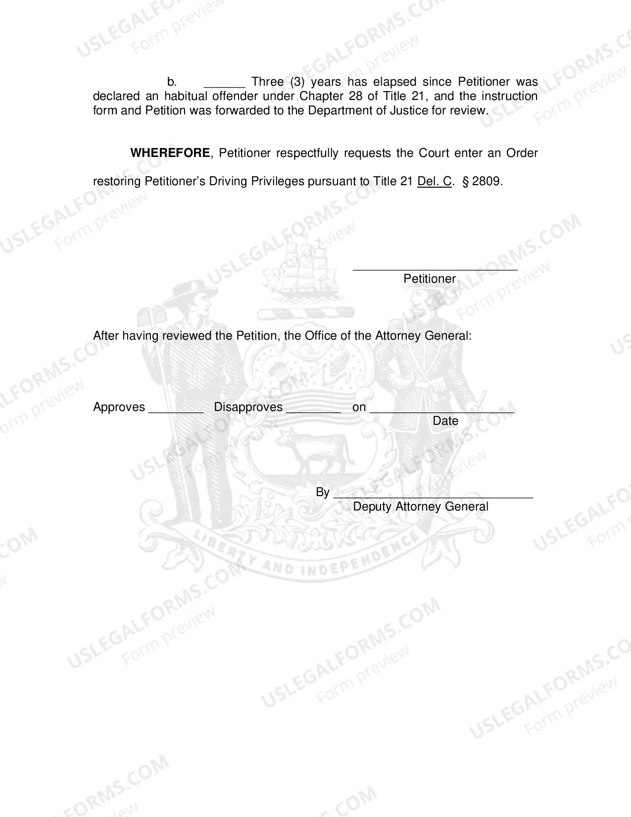 Preview Instructions And Petition For Restoration of Driving Priviledges
