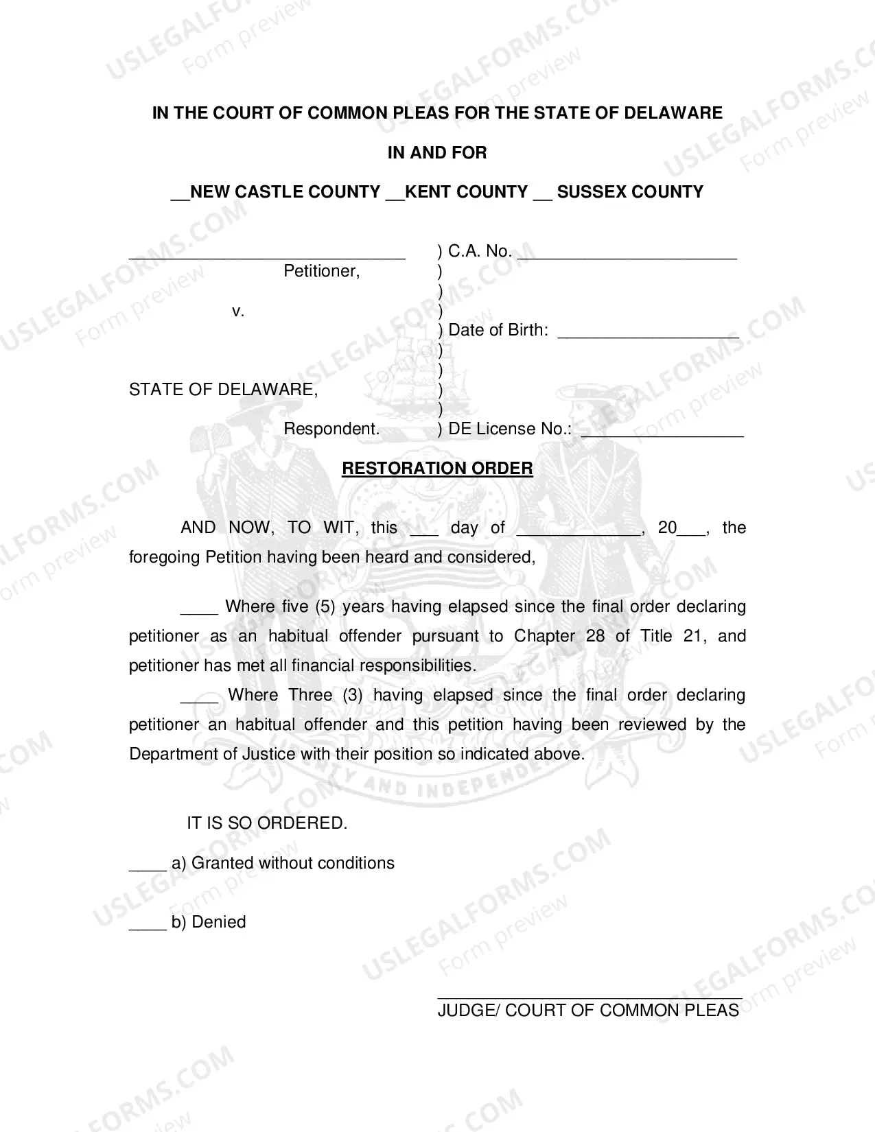 Preview Instructions And Petition For Restoration of Driving Priviledges