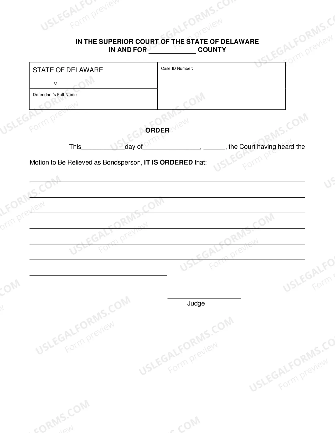 Preview Motion for Relief as Bondsperson with Instructions