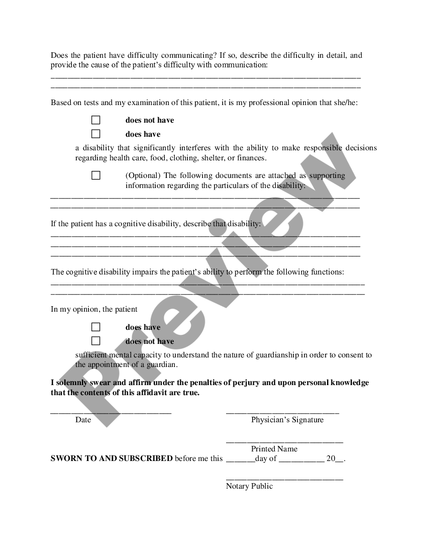 Physician Affidavit Of Incapacity Us Legal Forms 5510