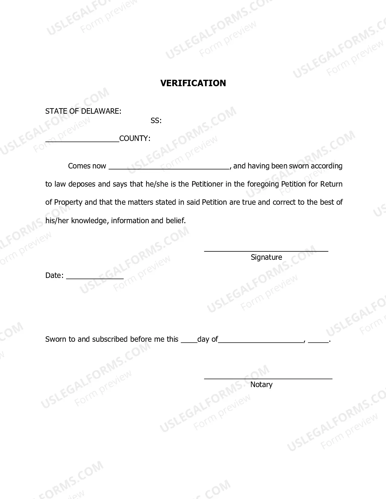 Preview Return of Property Petition with Instructions