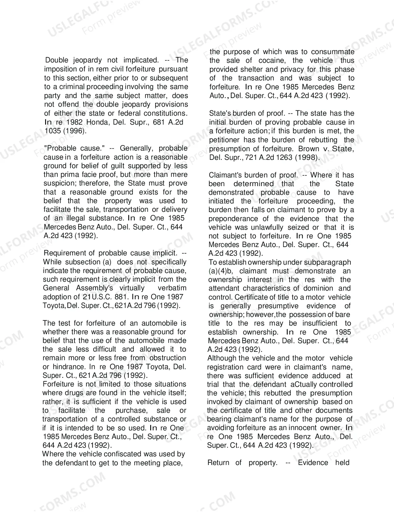 Preview Return of Property Petition with Instructions