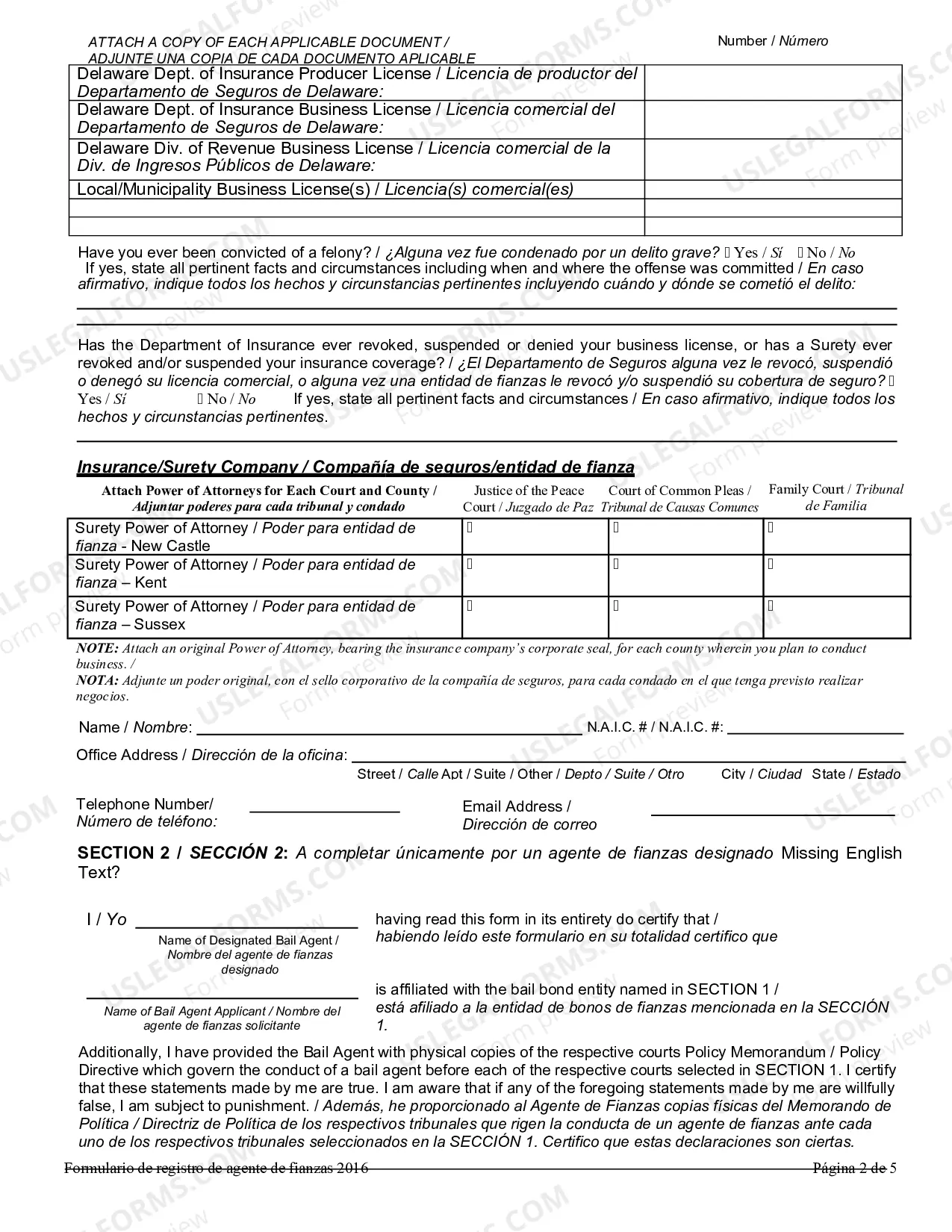 Preview Bail Agent Registration Form 2016