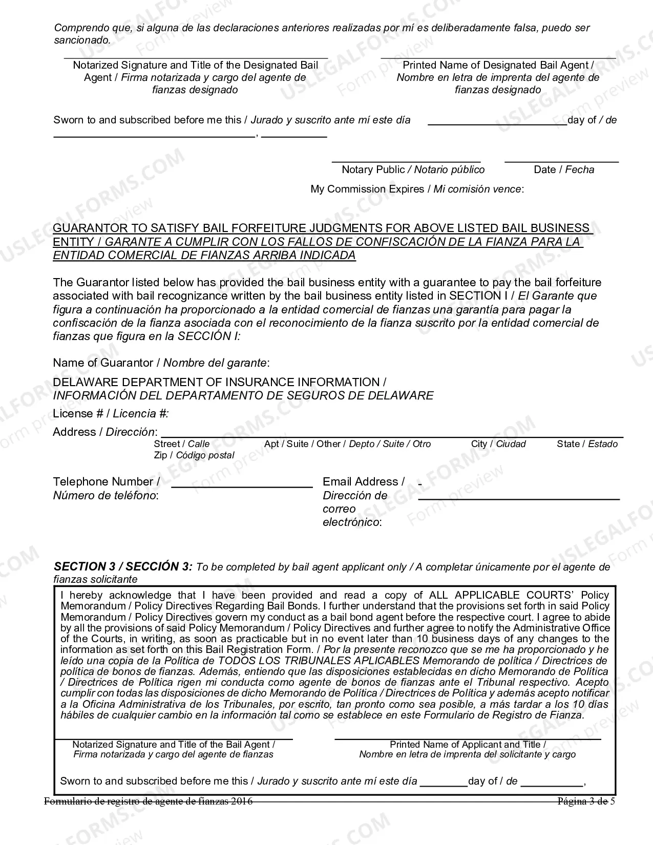 Preview Bail Agent Registration Form 2016