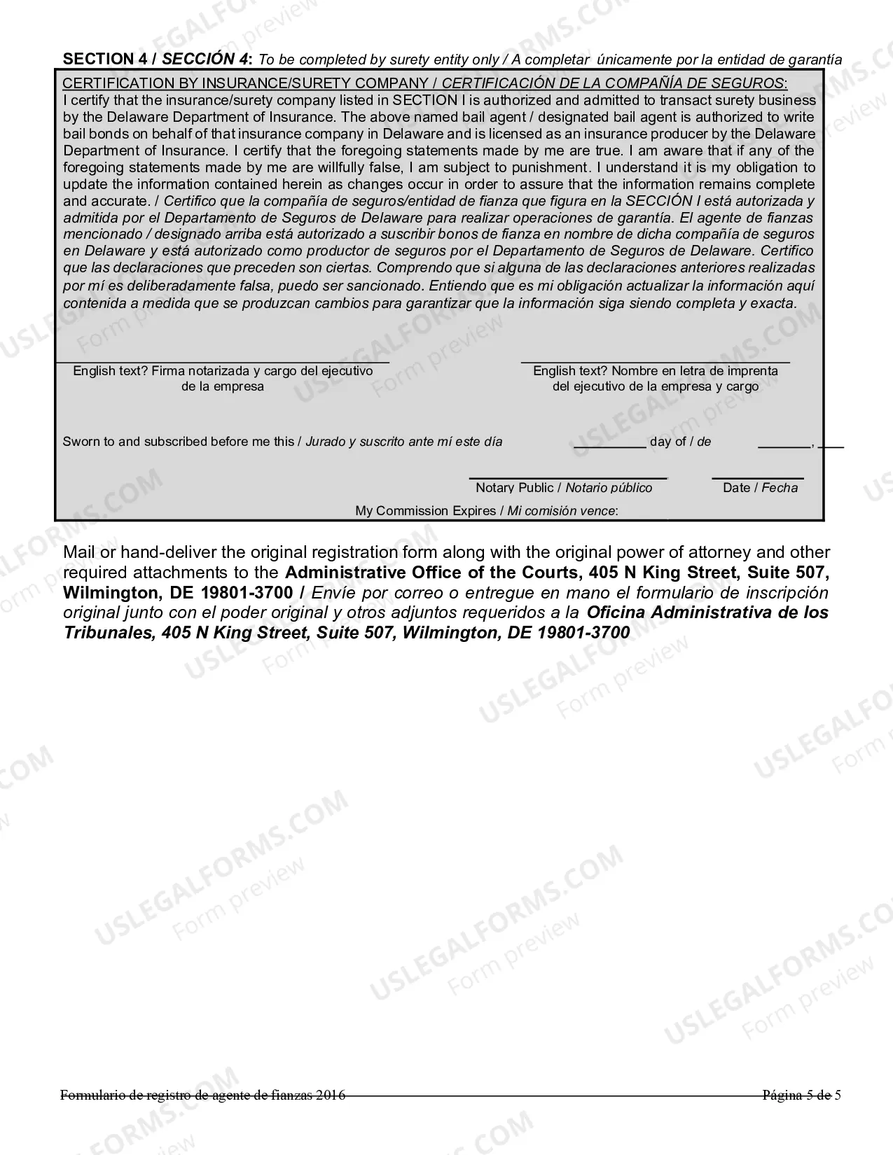 Preview Bail Agent Registration Form 2016
