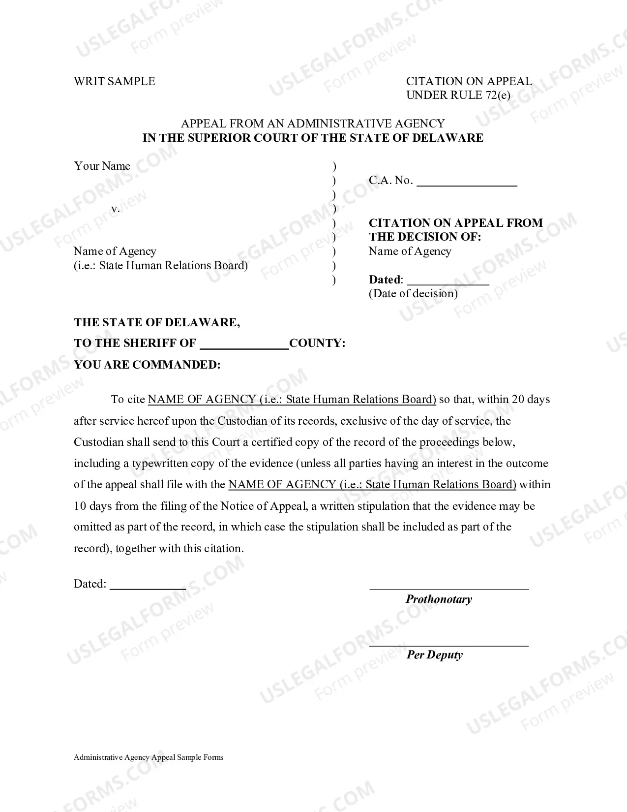 Preview Appeal from an Administrative Agency