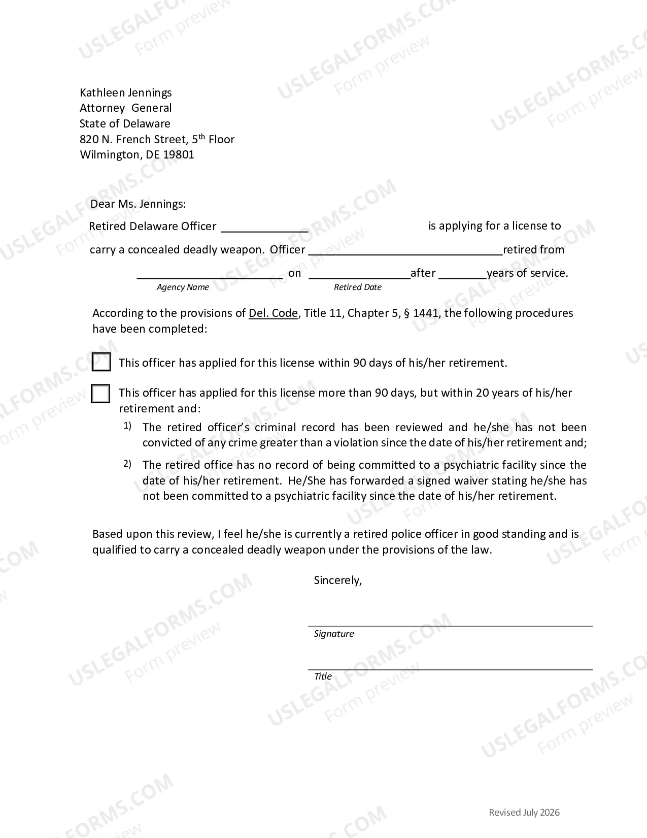 Preview Application For A New License To Carry A Concealed Deadly Weapon Retired Police Officer