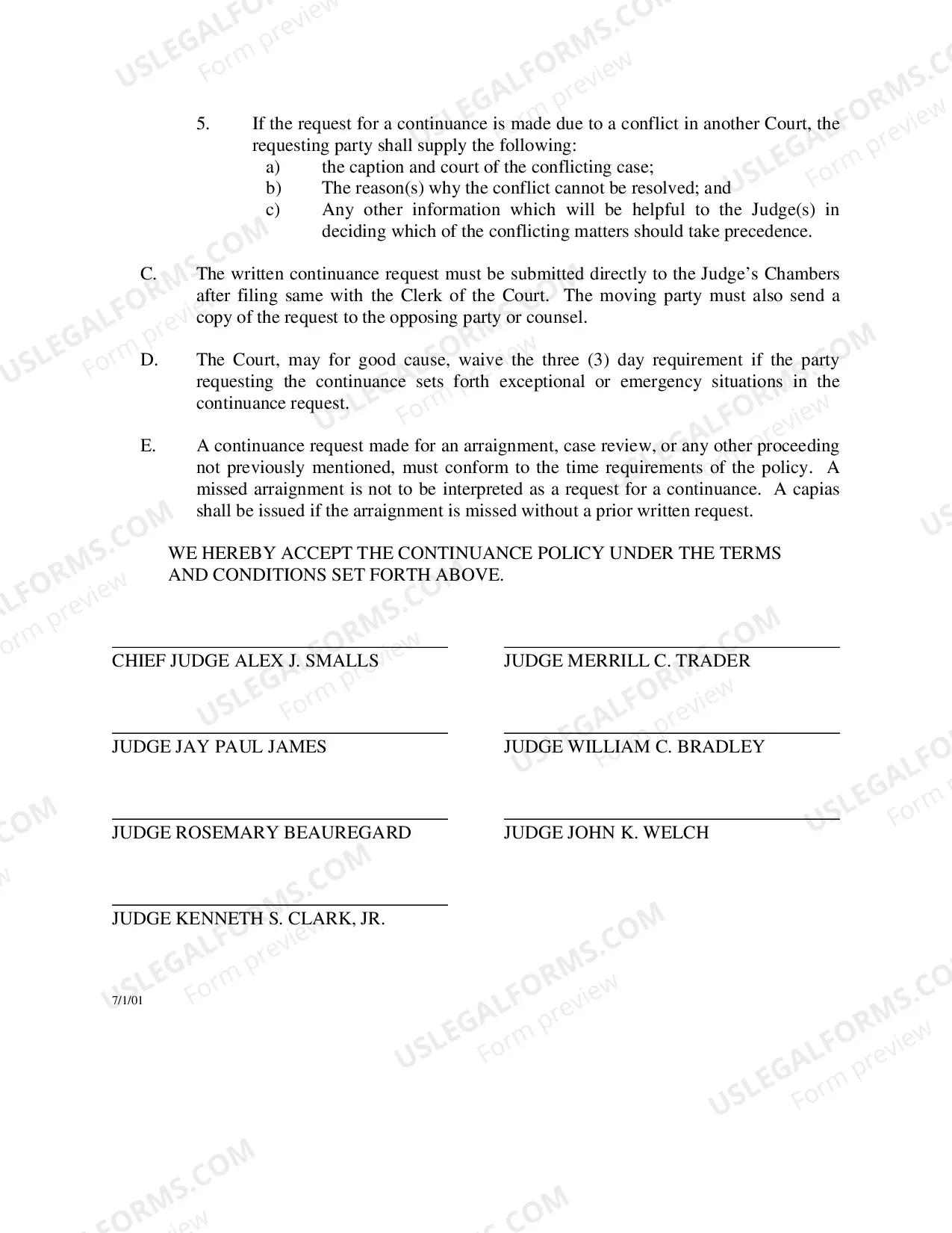 Preview Criminal Case Continuance Policy and Form