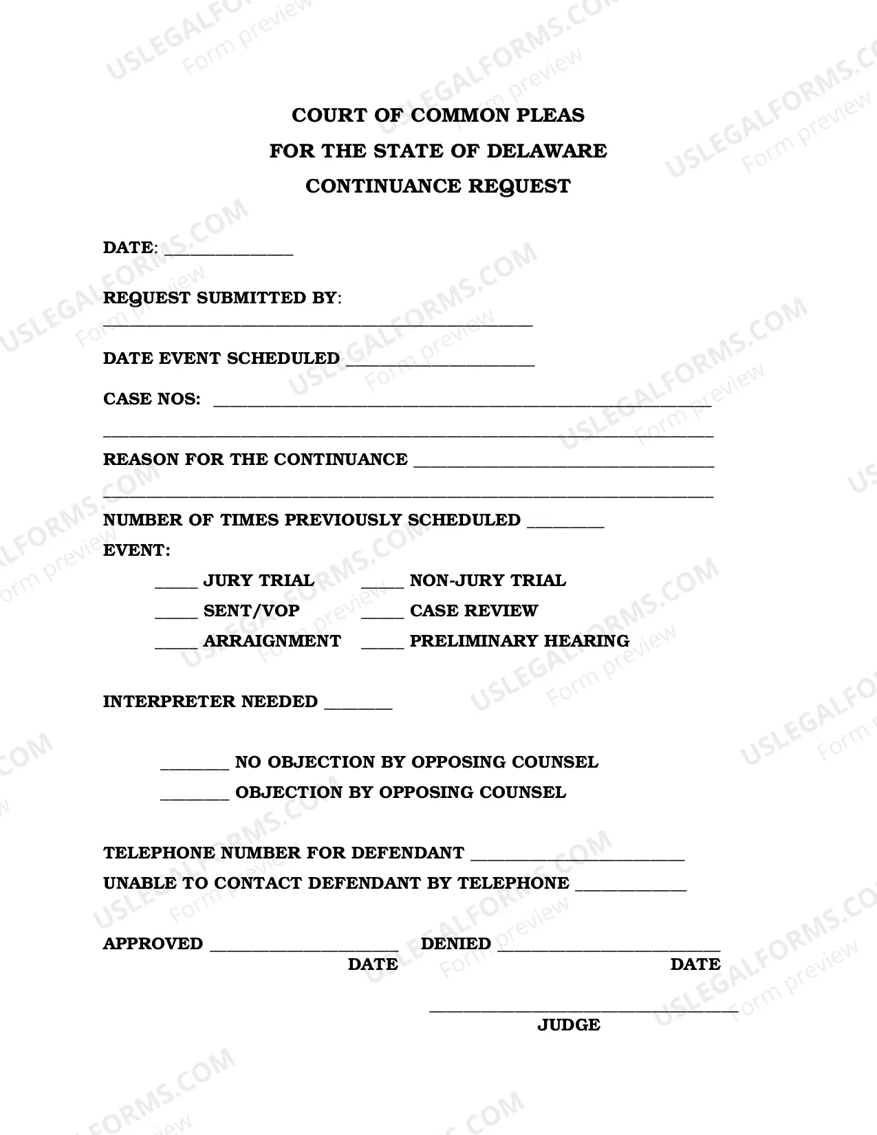 Preview Criminal Case Continuance Policy and Form