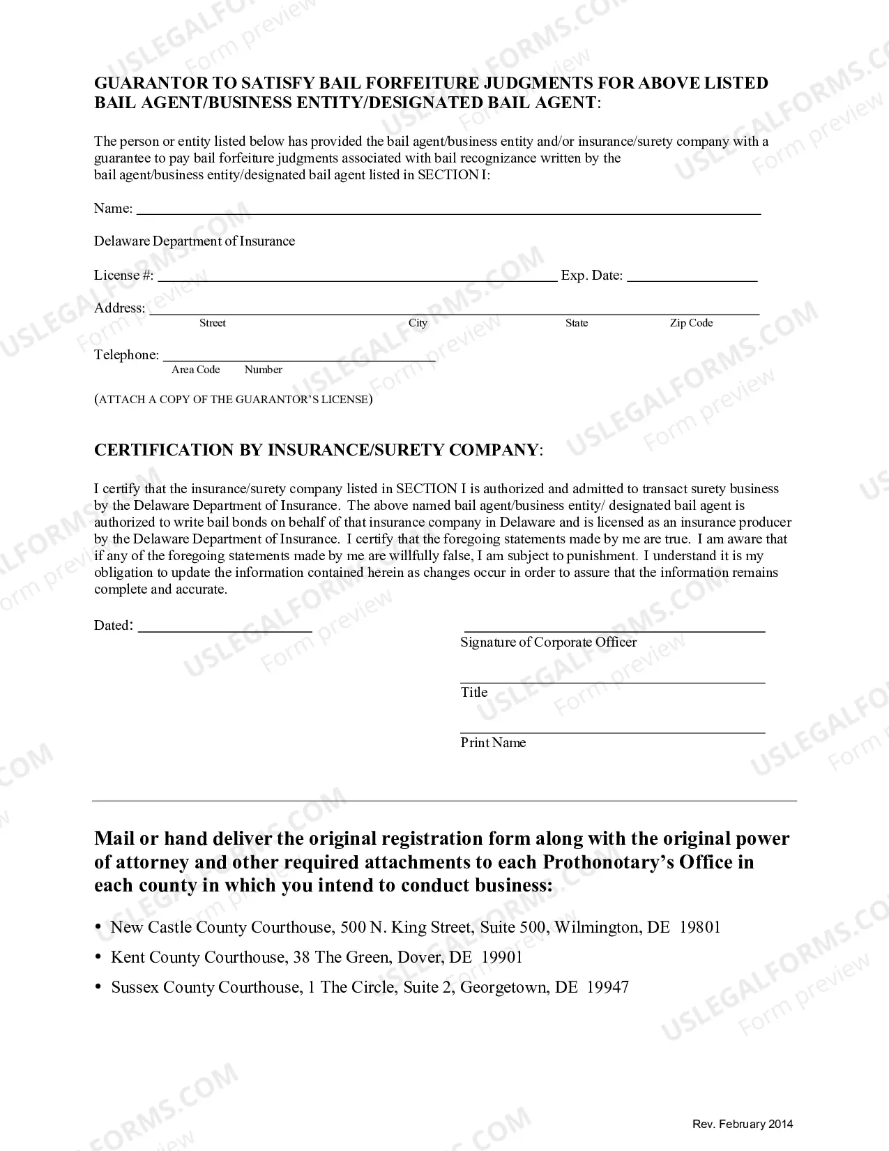 Preview Bail Registration Form (For Bail Agent Or Business Entity)