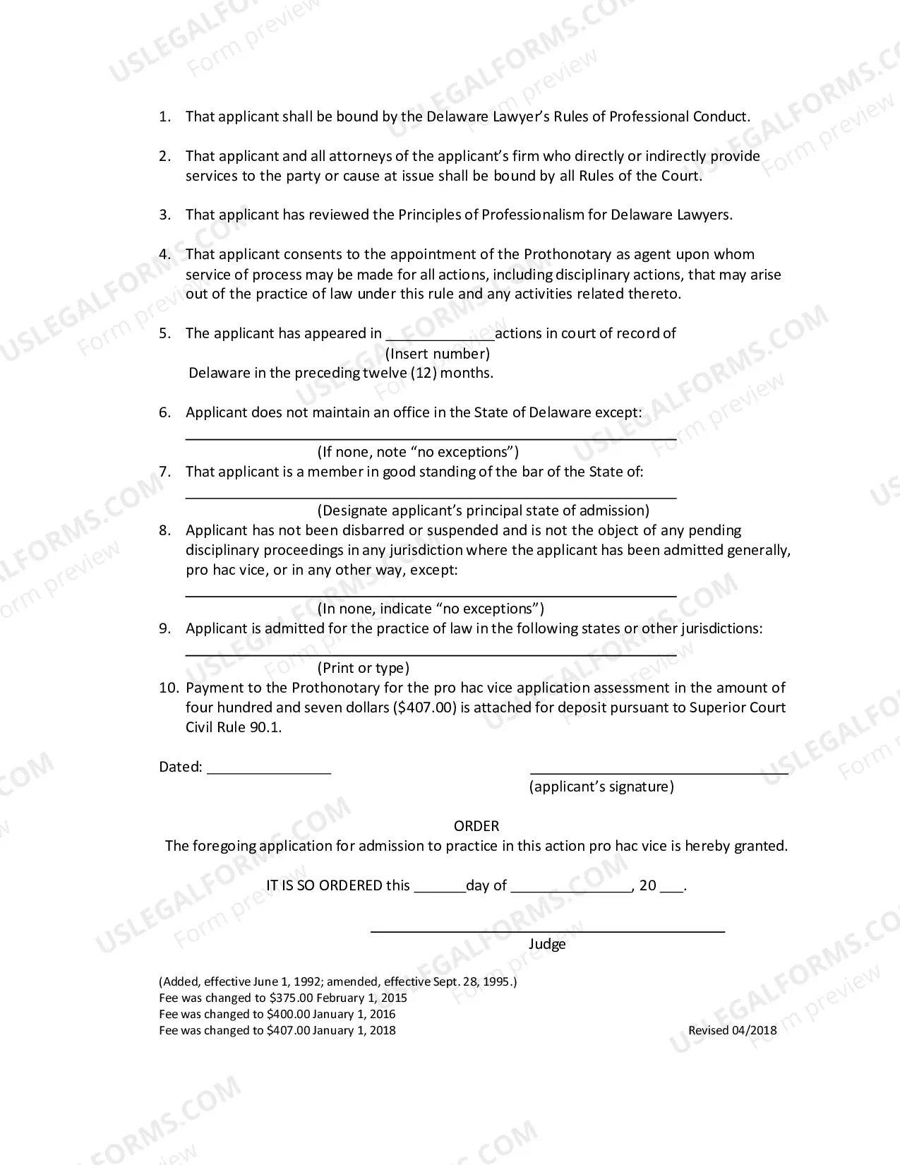 Preview Motion And Order For Admission Pro Hac Vice
